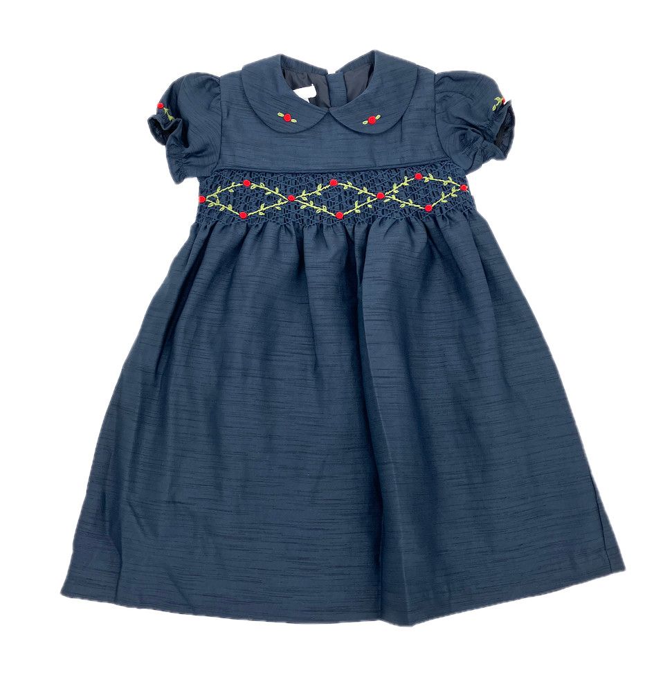Navy Floral Smocked Dress