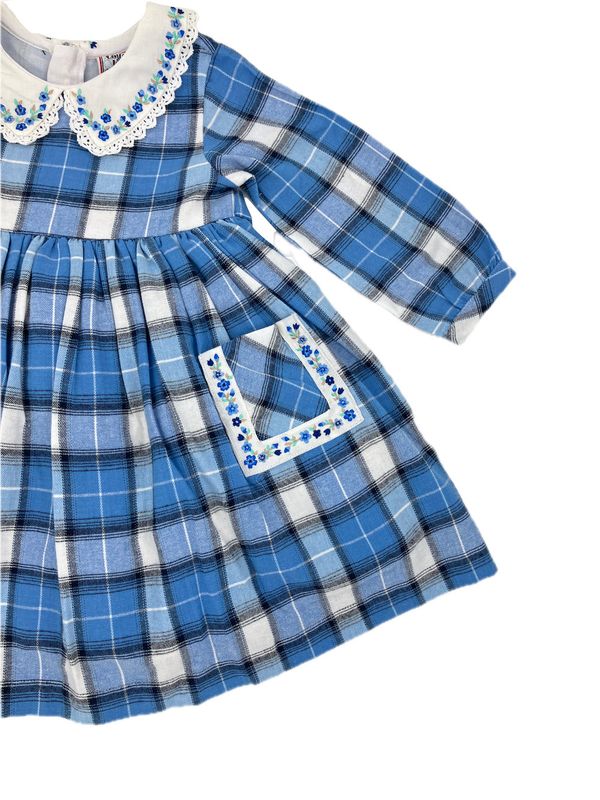 Blue Plaid Pocket Dress