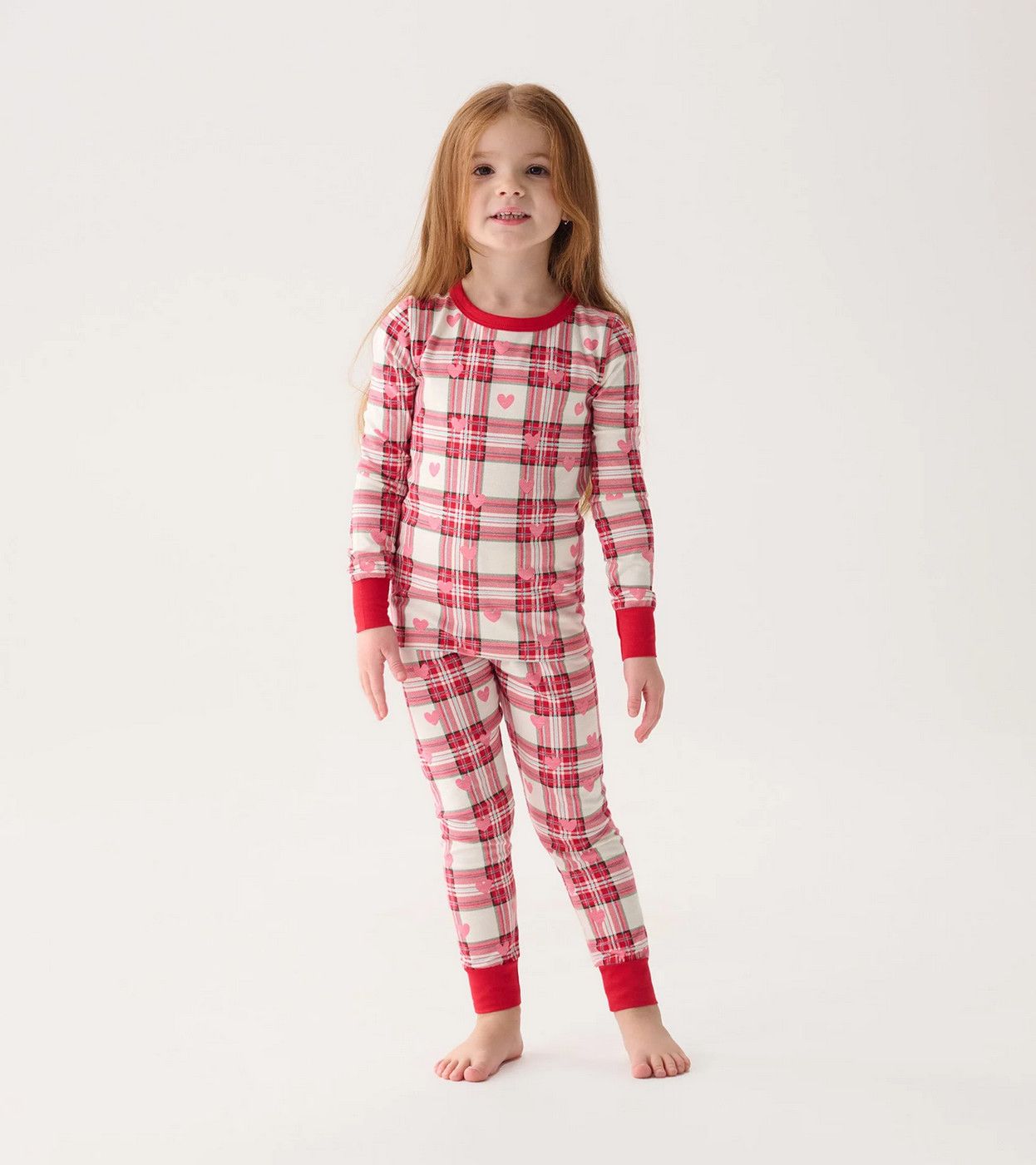 Red &amp; White Heart Plaid PJ Set