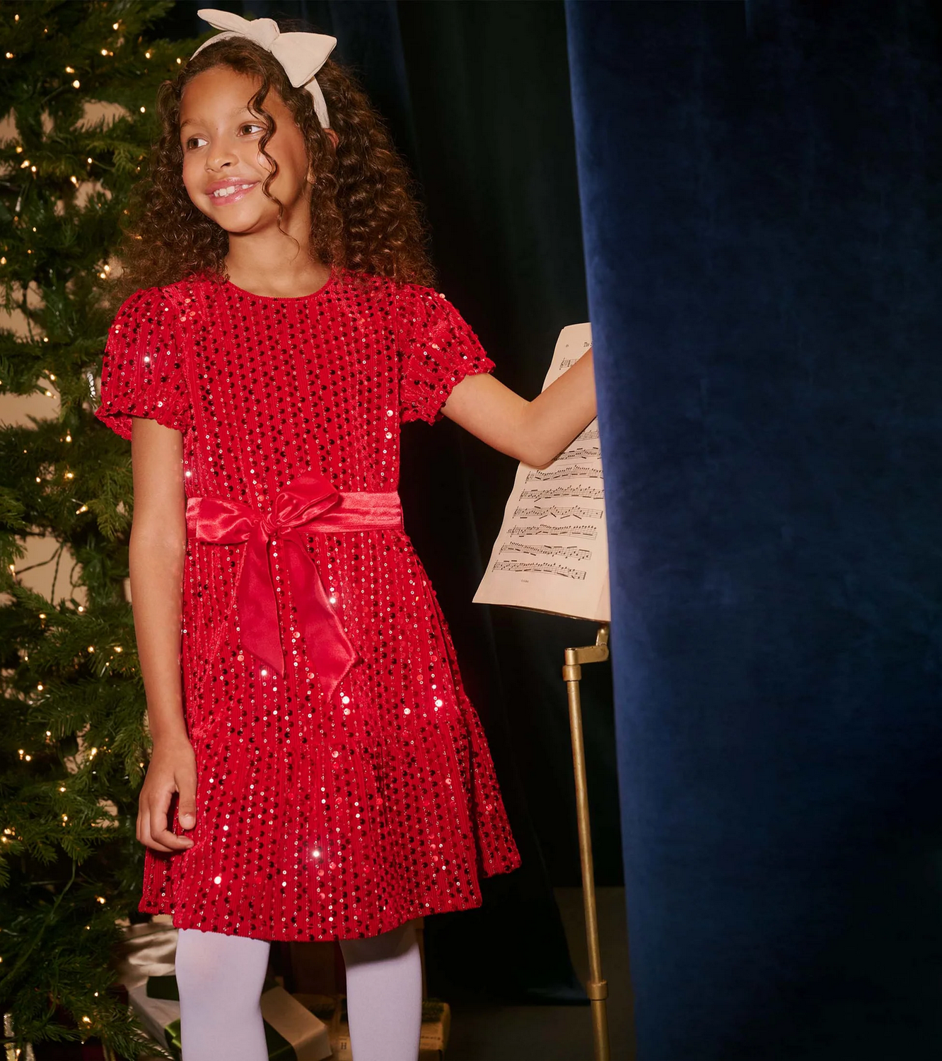 Red Sequin Velvet Dress