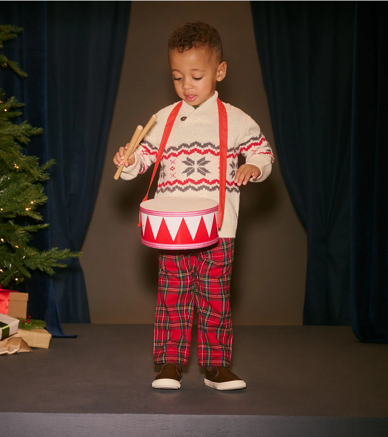 Red Plaid Straight Leg Pant