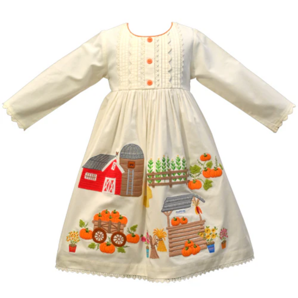 White Pumpkin Patch Emb Dress
