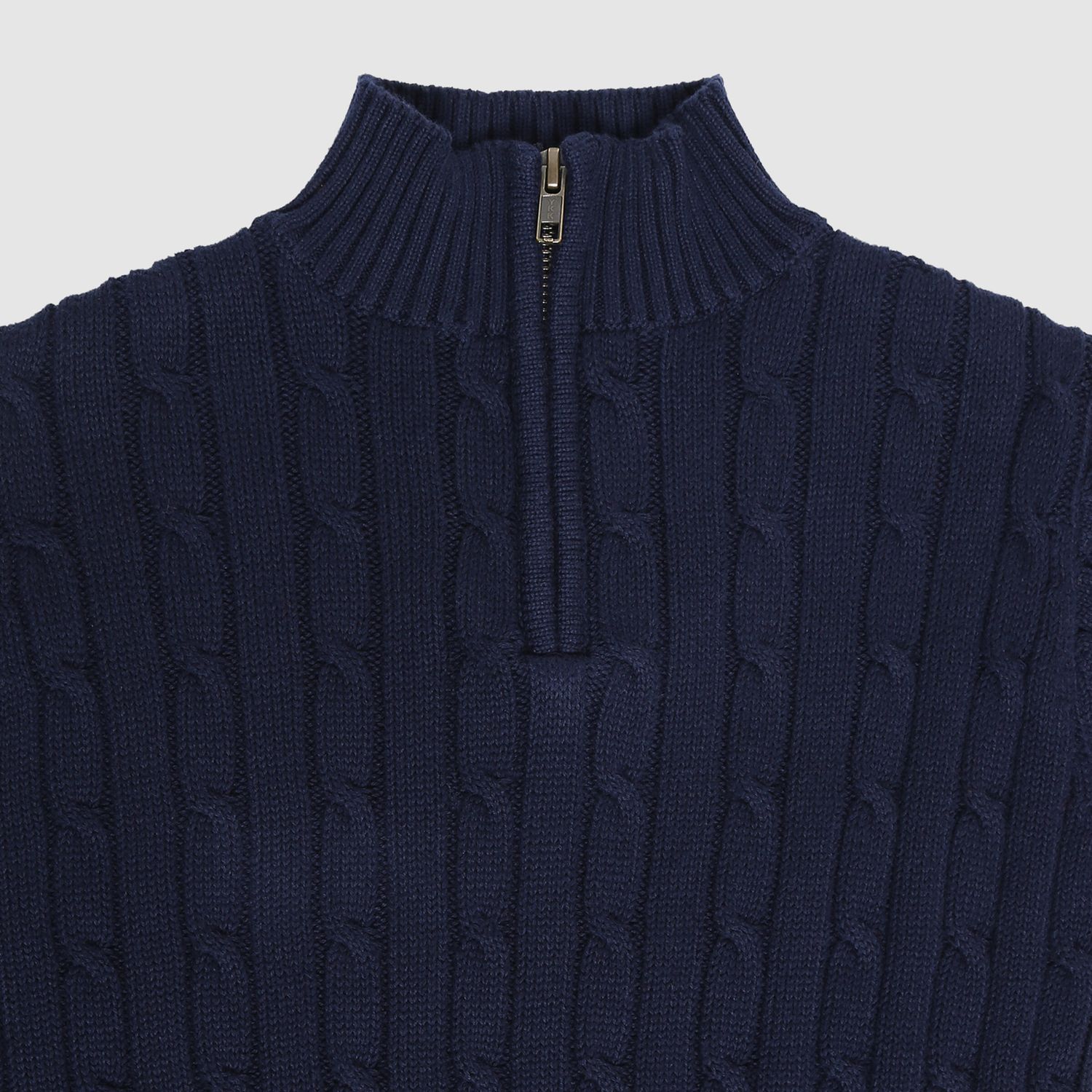 Navy Truckee 1/4 Zip Cable Sweater