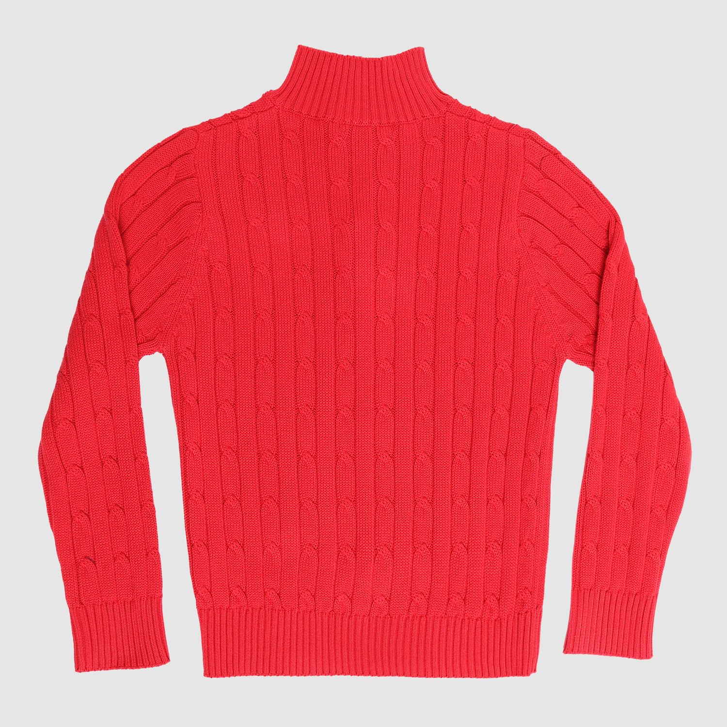 Red Truckee 1/4 Zip Cable Sweater