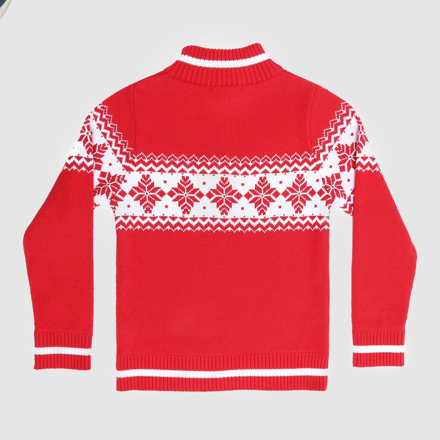 Red Alpine 1/4 Zip Snow Flake Sweater