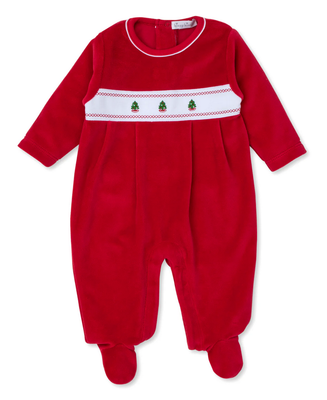 Red Classic Holiday Velour Footie