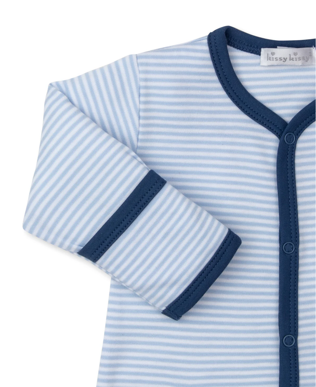 Light Blue Railroad Snaps Footie
