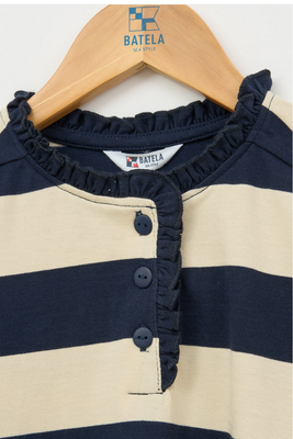 Navy Striped Button Longsleeve