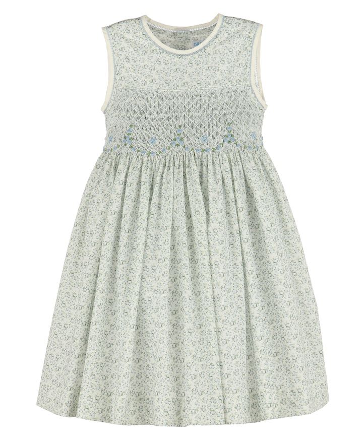 Blue Tea Roses Smock Dress