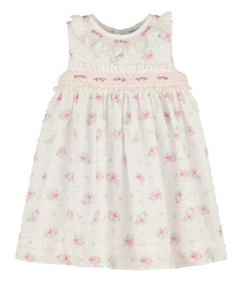 Pink Swiss Floral Smock Dress