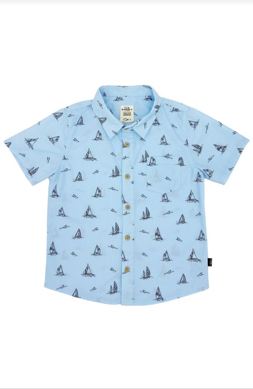 Crystal Blue Sail Away Button Down