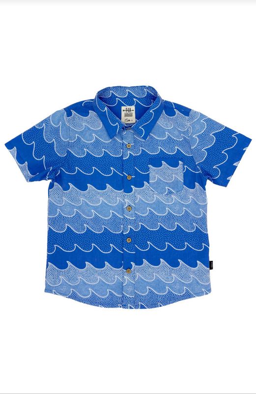 Marina Blue Cosmic Waves Button Down