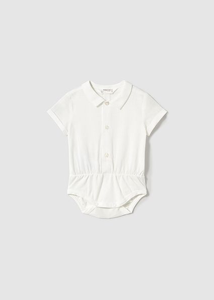 White Cotton Collared Onesie