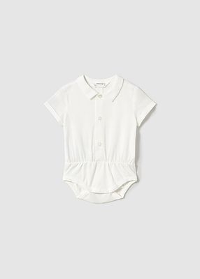 White Cotton Collared Onesie