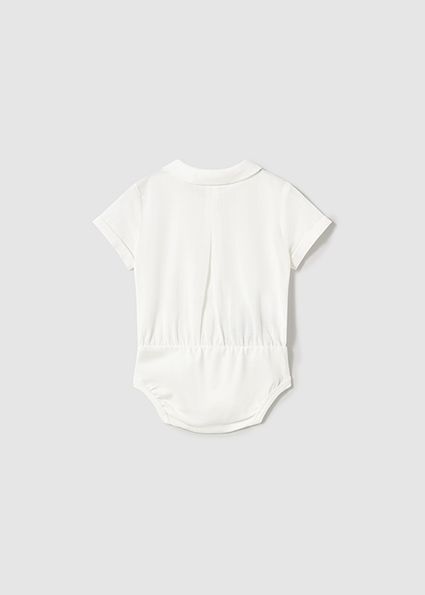 White Cotton Collared Onesie
