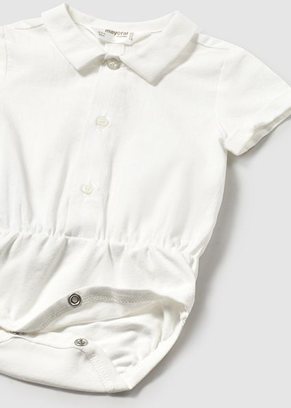 White Cotton Collared Onesie