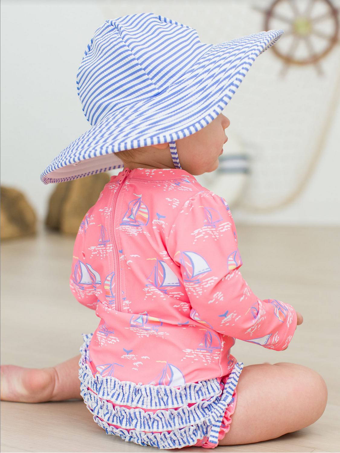 Pink Seas The Day Long Sleeve One Piece Rash Guard