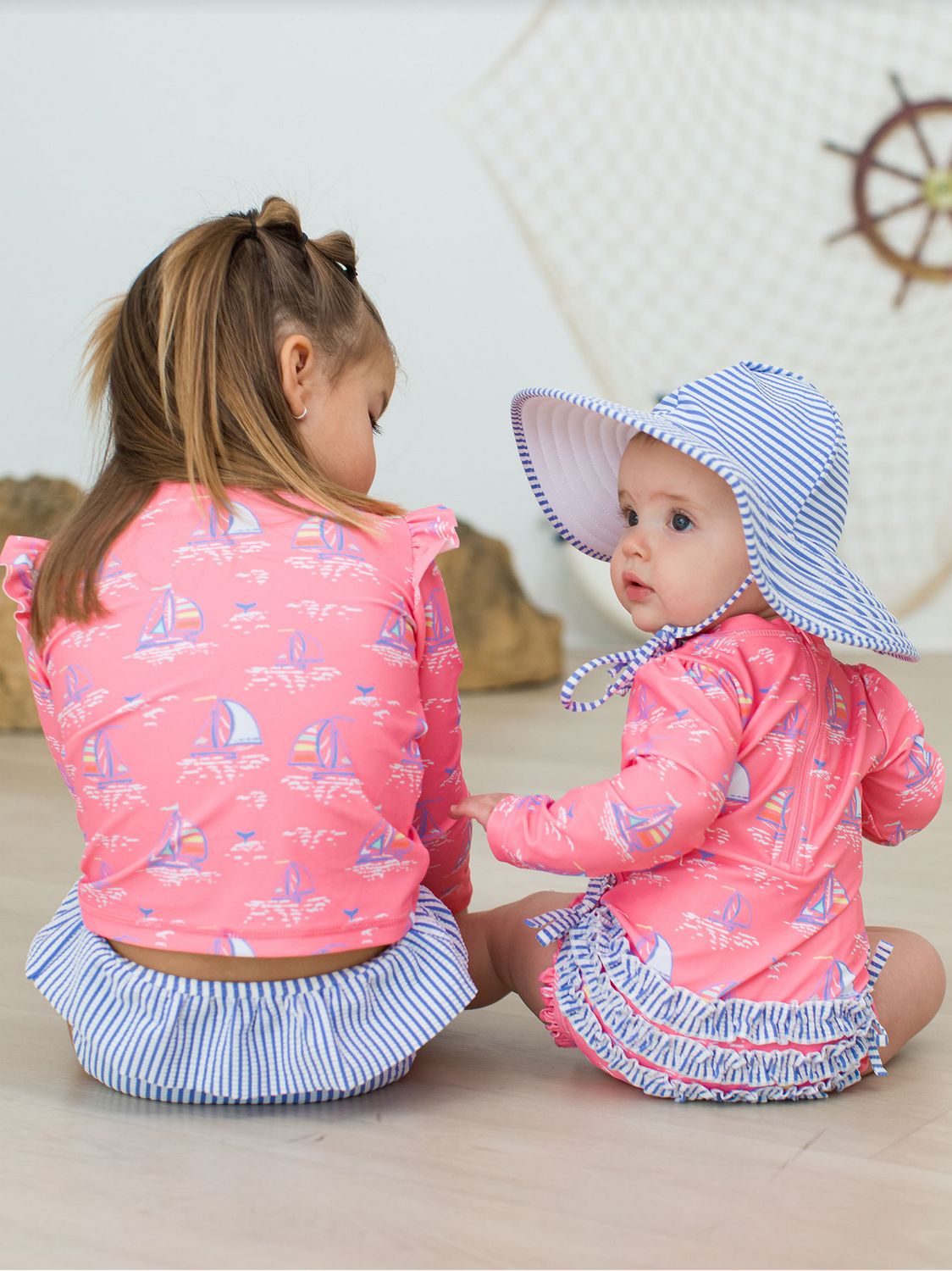 Pink Seas The Day Long Sleeve One Piece Rash Guard