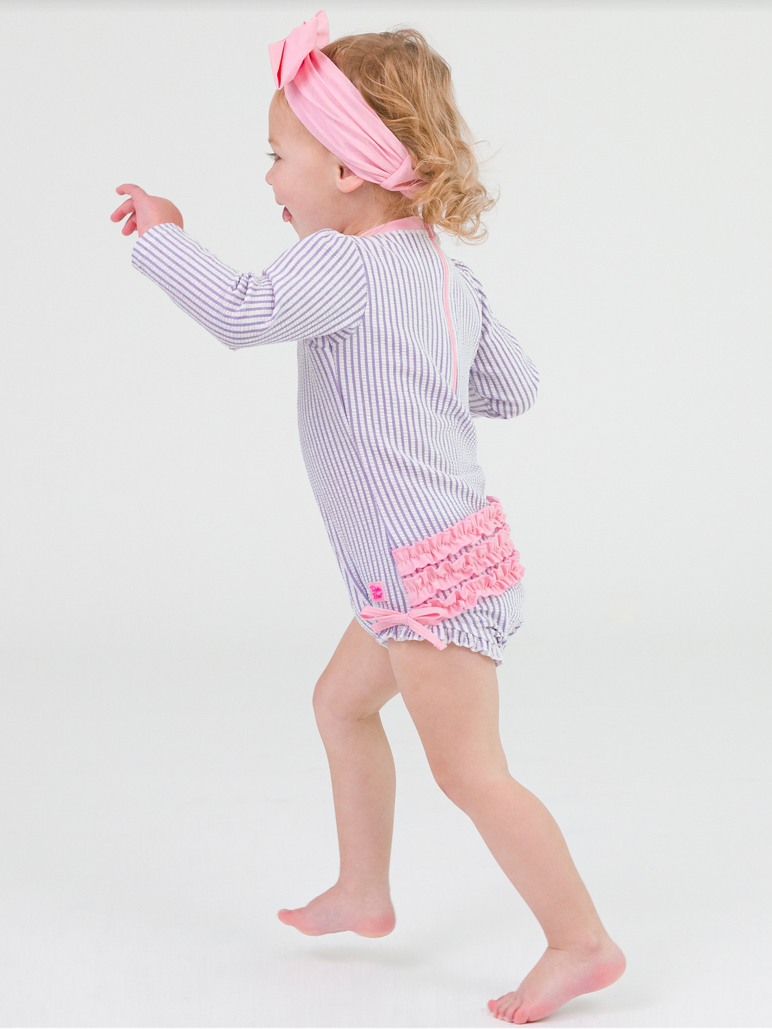 Lavender Seersucker Long Sleeve One Piece Rashguard