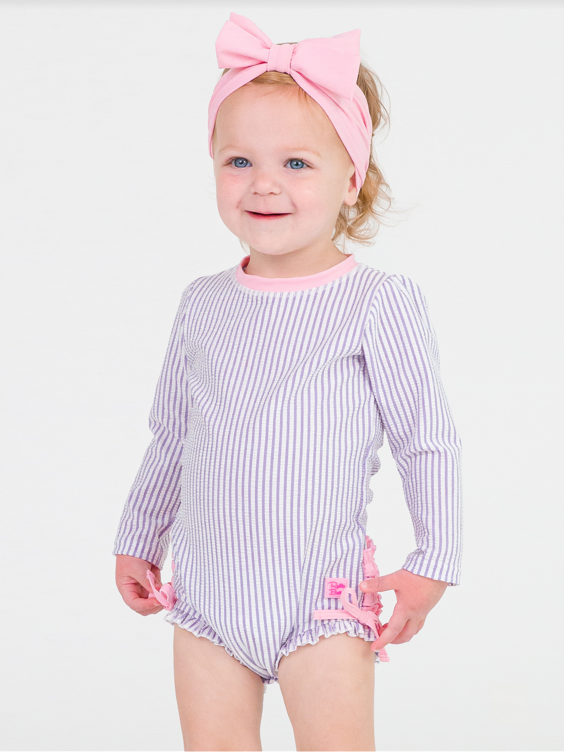 Lavender Seersucker Long Sleeve One Piece Rashguard