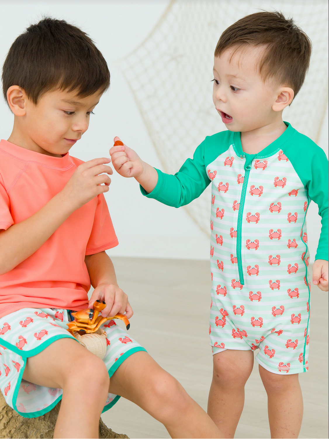 Crabby Cove Dolphin Hem Swim Trunks