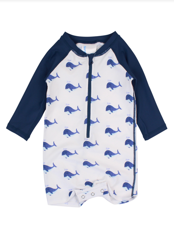 Whale Friends Long Sleeve One Piece Rashguard