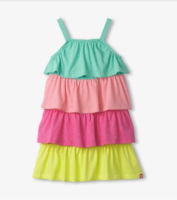 Bright Rainbow Tiered Dress