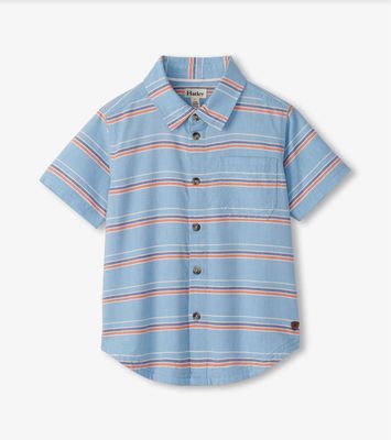 Blue Striped Woven Button Down