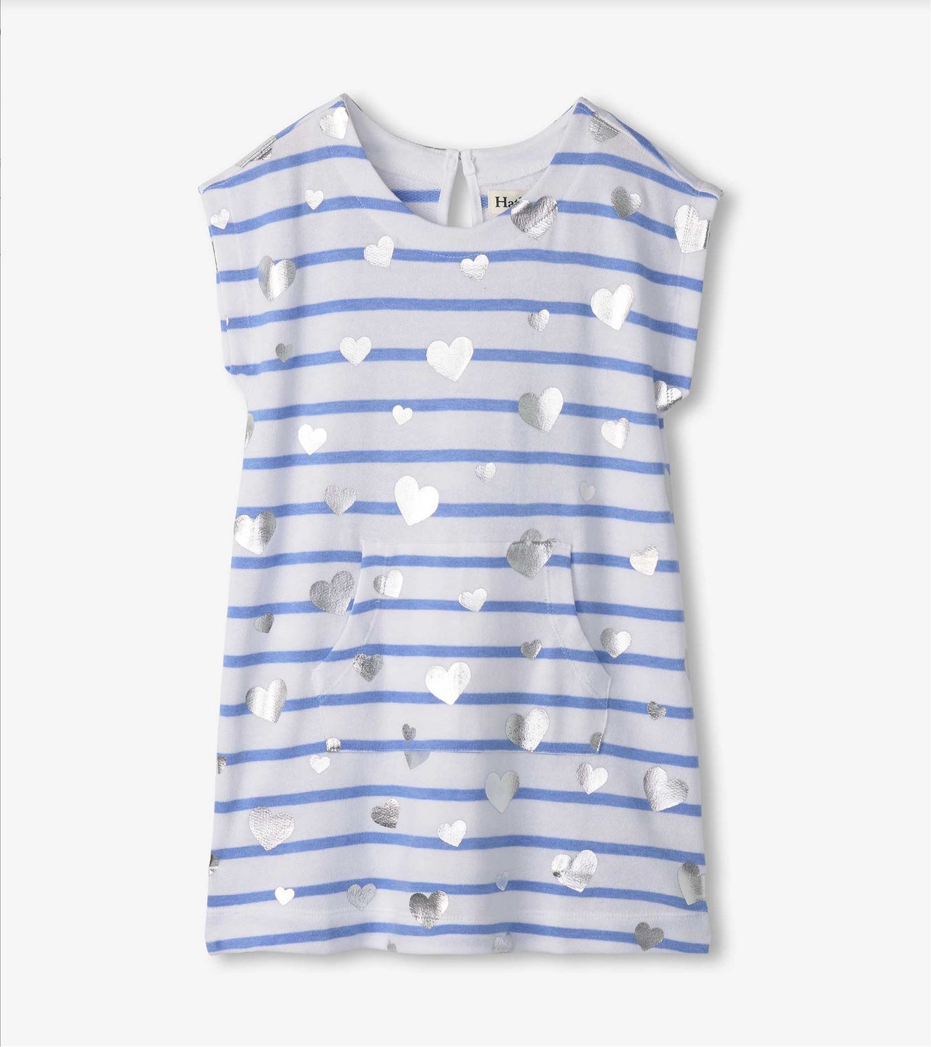 Blue Striped Heart Terry Dress