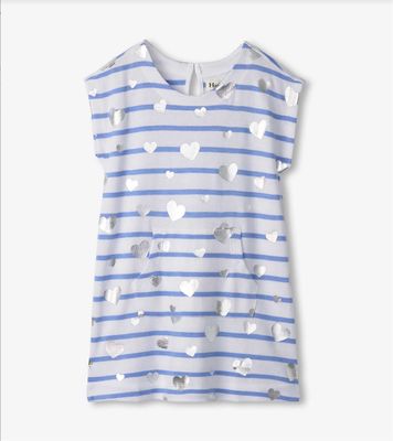 Blue Striped Heart Terry Dress
