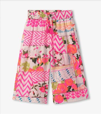 Floral Patchwork Wide Leg Culottes