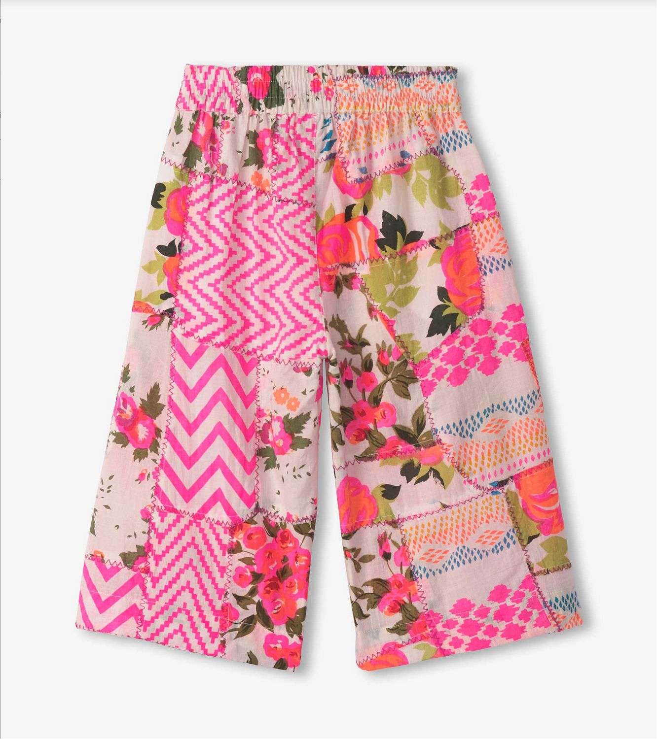Floral Patchwork Wide Leg Culottes