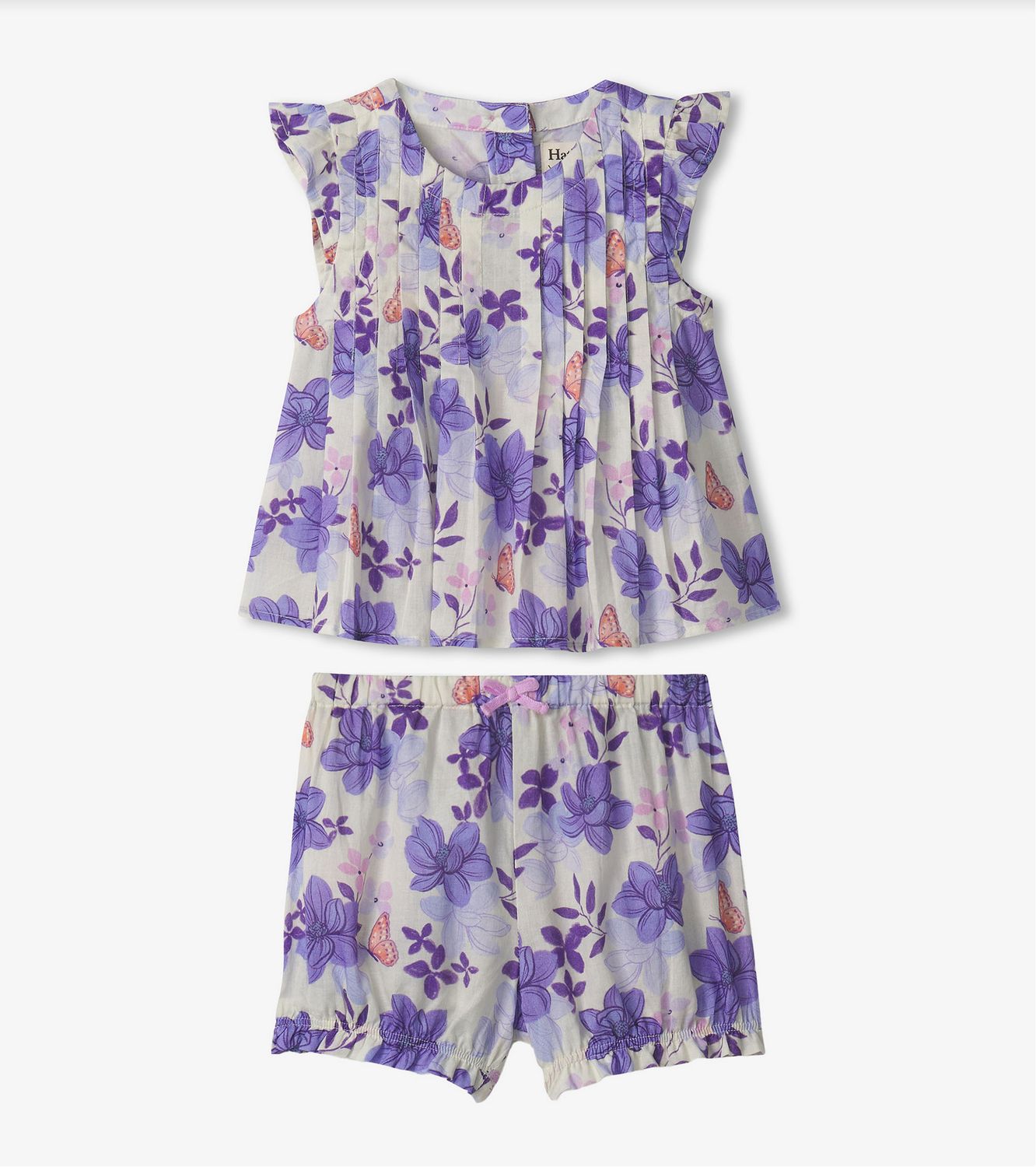 Painted Magnolias Pin Tuck Short Set