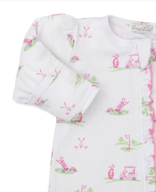 Pink+White Fairway Zip Footie
