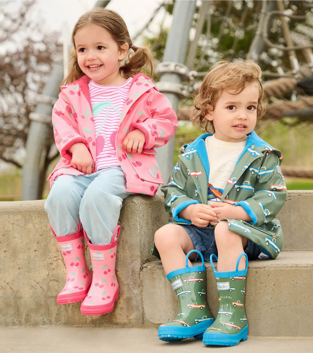 Green Big Trucks Snap Raincoat