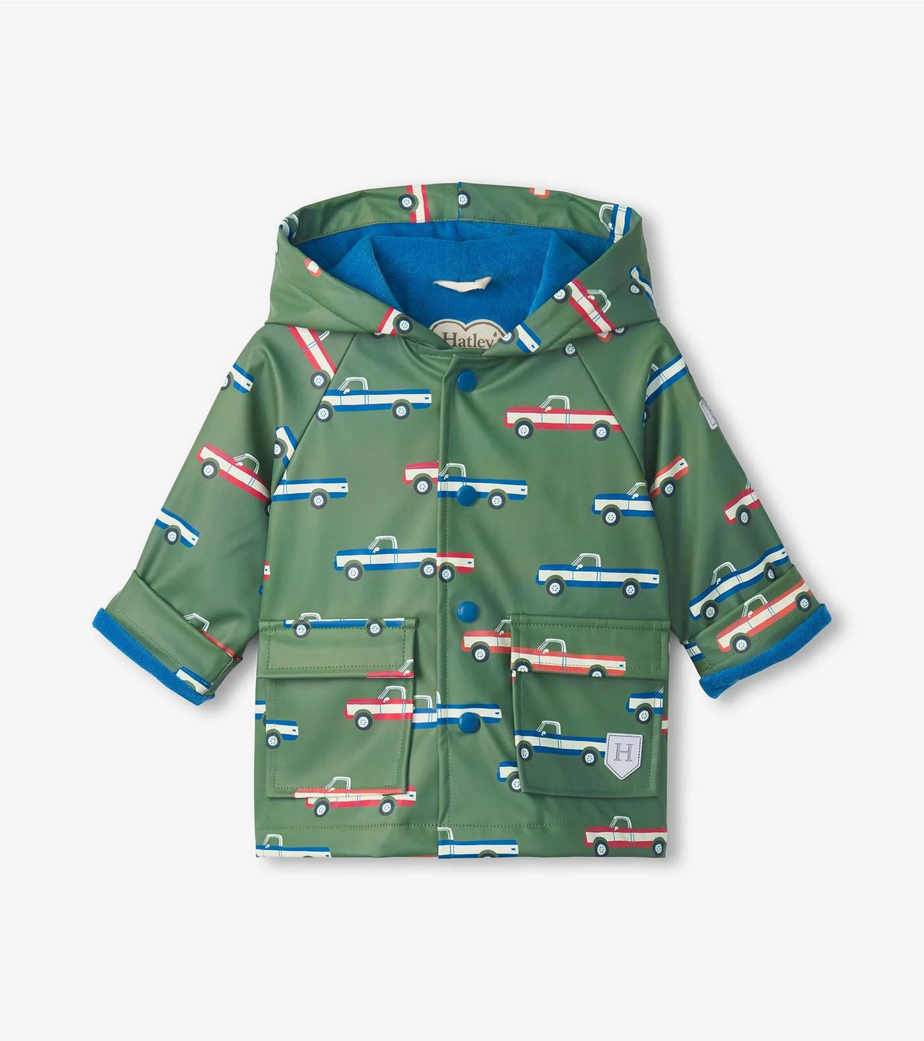 Green Big Trucks Snap Raincoat