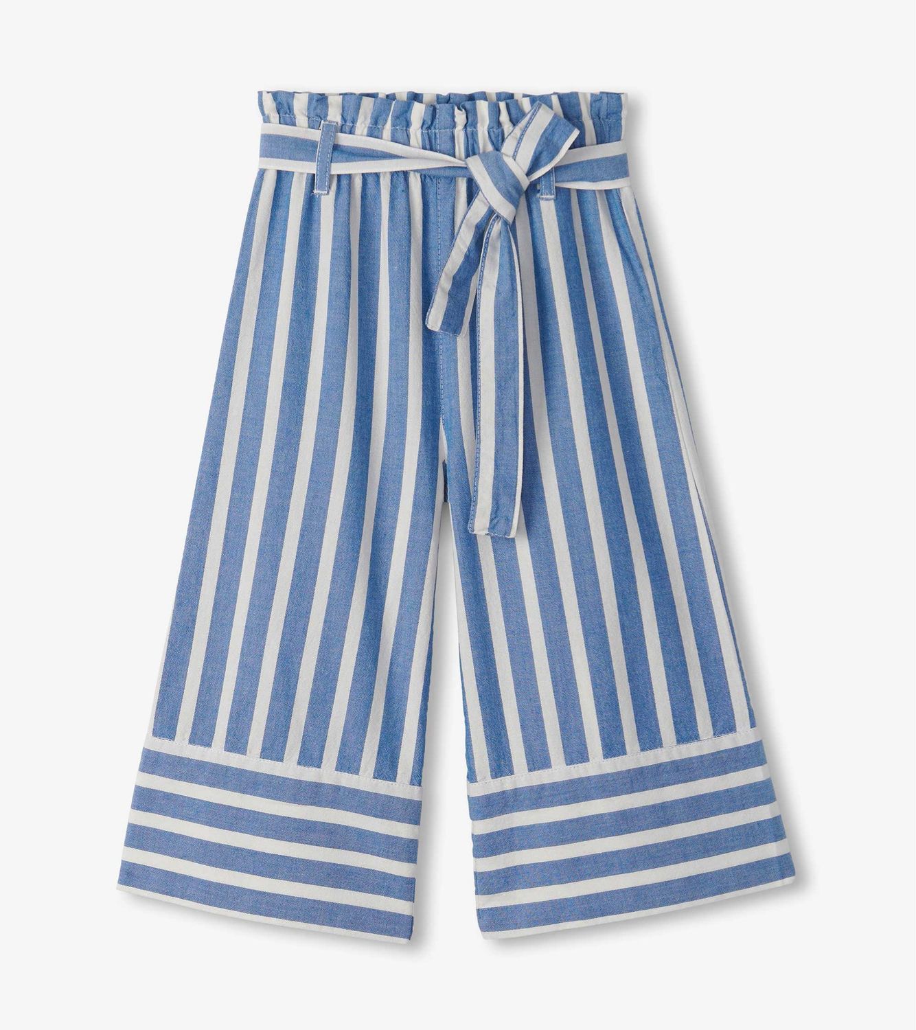 Blue Stripe Cropped Paperbag Pants