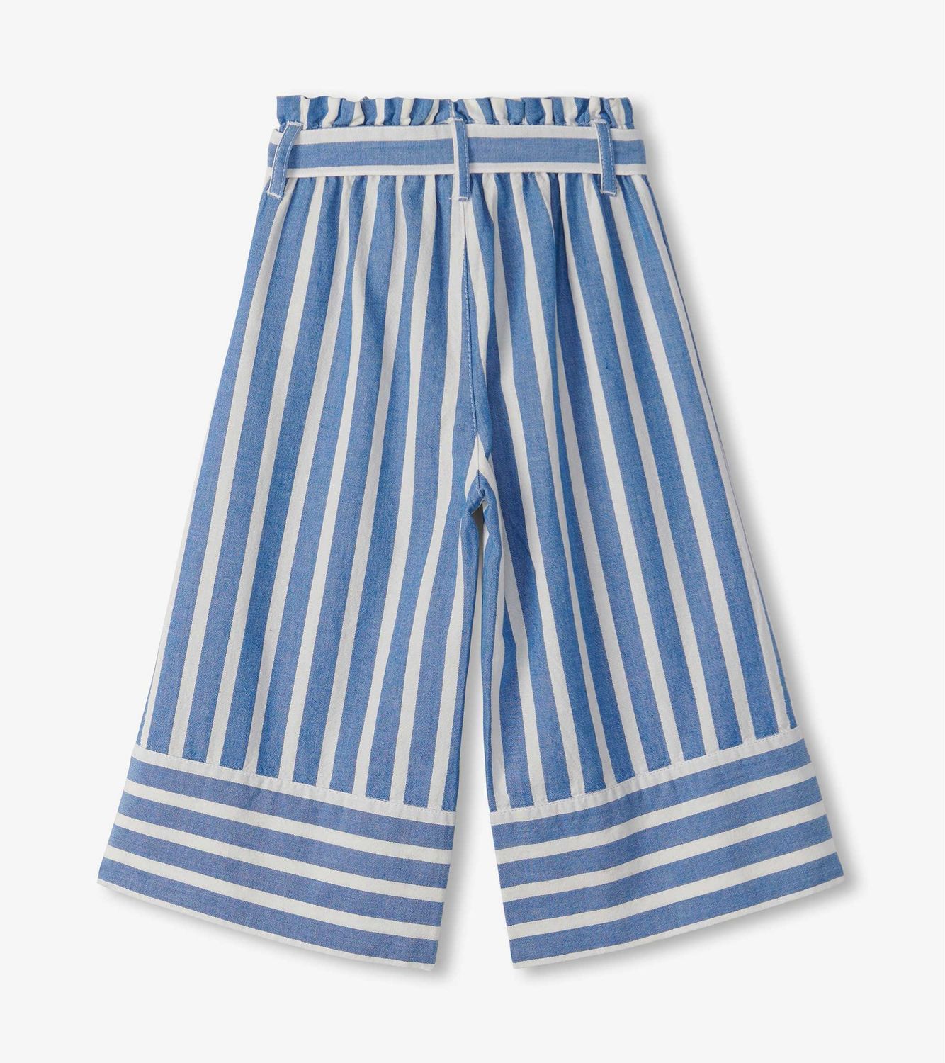 Blue Stripe Cropped Paperbag Pants