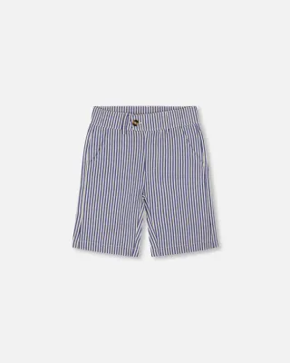Striped Mazarine Blue Bermuda Short