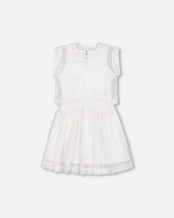 White Mesh Jersey Dress