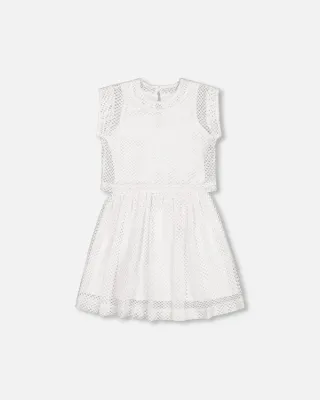 White Mesh Jersey Dress