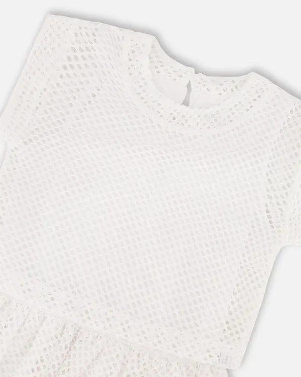 White Mesh Jersey Dress