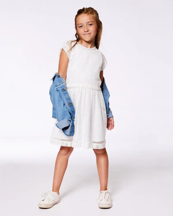 White Mesh Jersey Dress