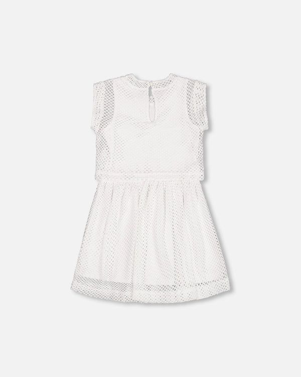 White Mesh Jersey Dress