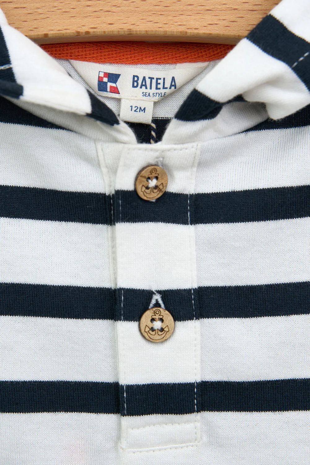 White+ Navy Striped Sweatshirt with Front Pocket
