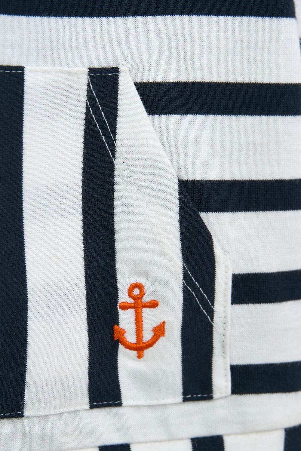 White+ Navy Striped Sweatshirt with Front Pocket