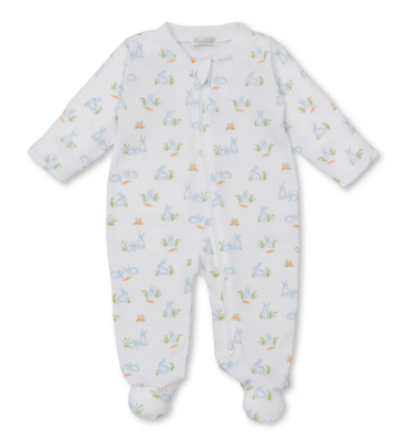 Baby Bunny Patch Blue Zip Footie