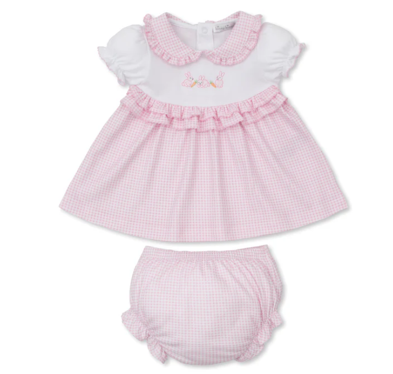 Baby Bunny Patch Pink Gingham Dress Set