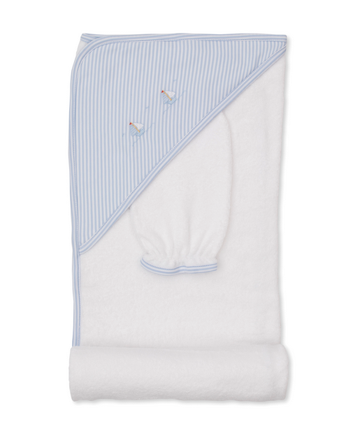 Saturday Regatta Blue Hooded Towel+Mitt Set