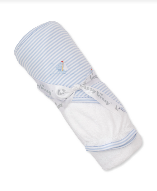 Saturday Regatta Blue Hooded Towel+Mitt Set